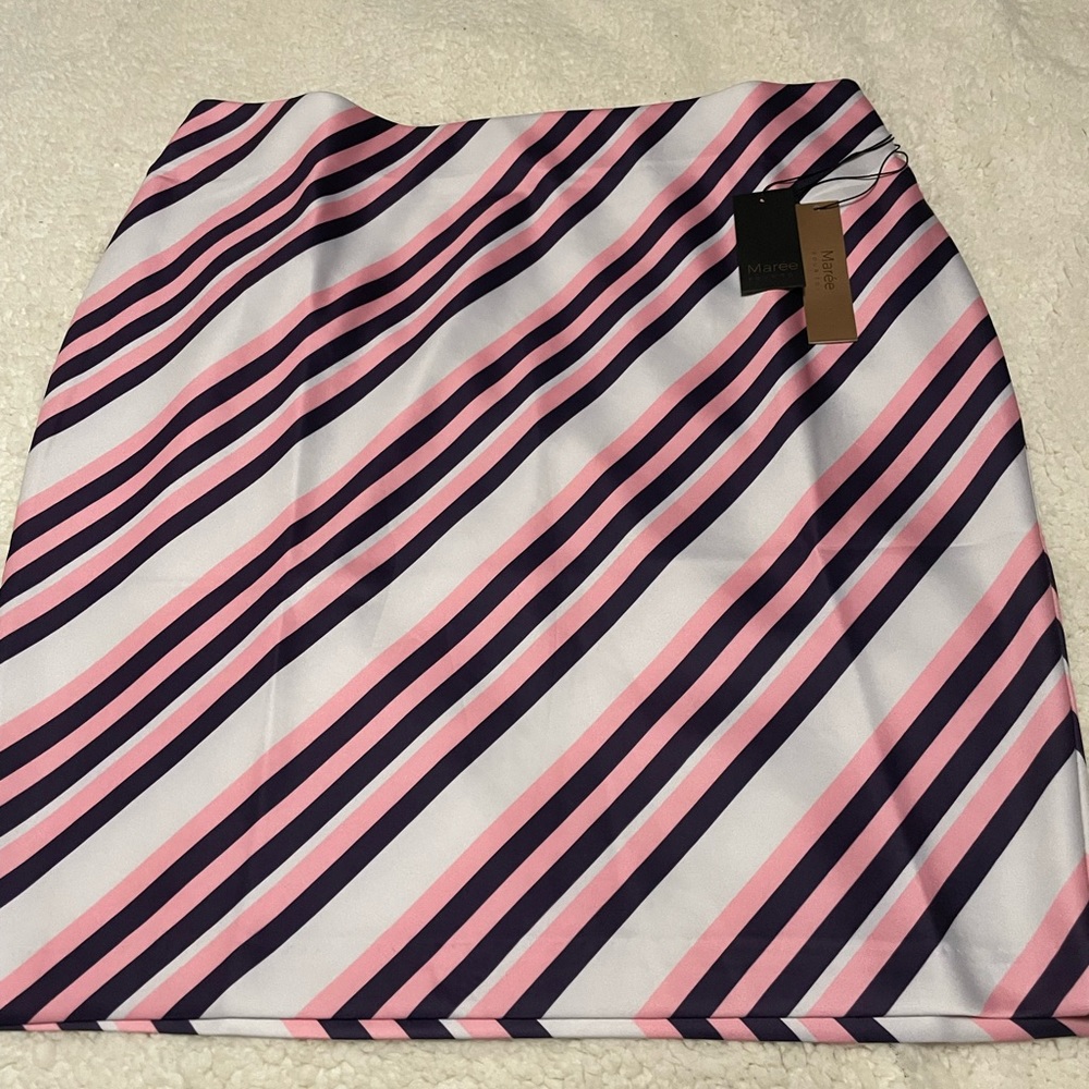 Maree Pour Toi pink purple stripe fitted skirt.